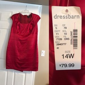 NWT DressBarn Plus Red Satin Cocktail Dress (14W)